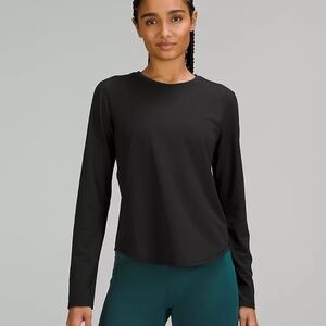 lululemon High Neck Running and Training Long Sleeve Shirt, Black, Size 10.